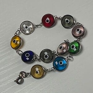 925 Sterling Silver Multicolor Evil Eye Bracelet